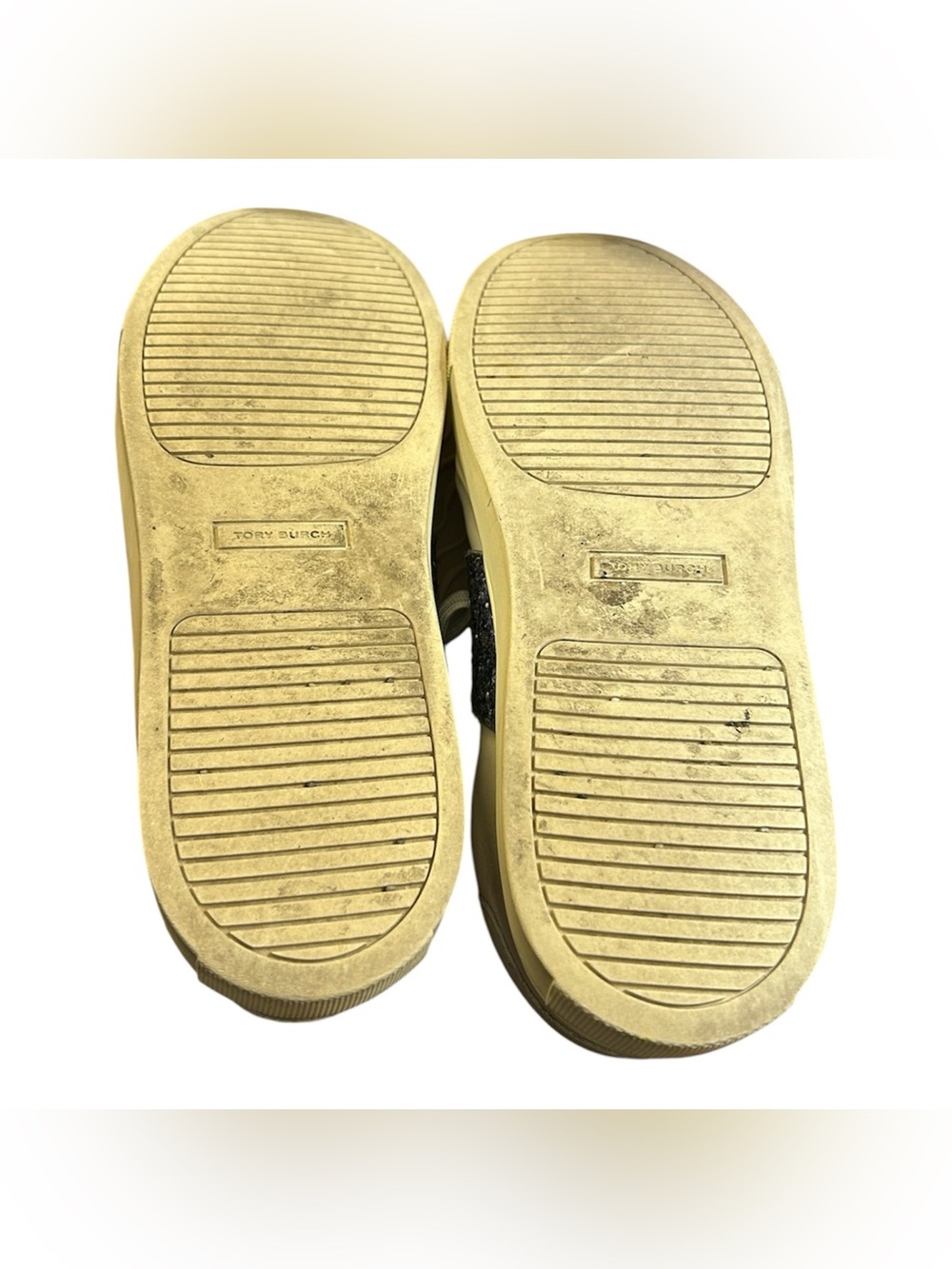 Tory Burch Carter White Leather Blue Glitter Sneakers Size 8M - Picture 8 of 8